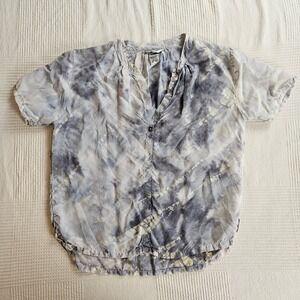 Hard Tail Forever VTG Y2K Grey Tie Dye Skater Short Sleeve V-Neck Top Women XS